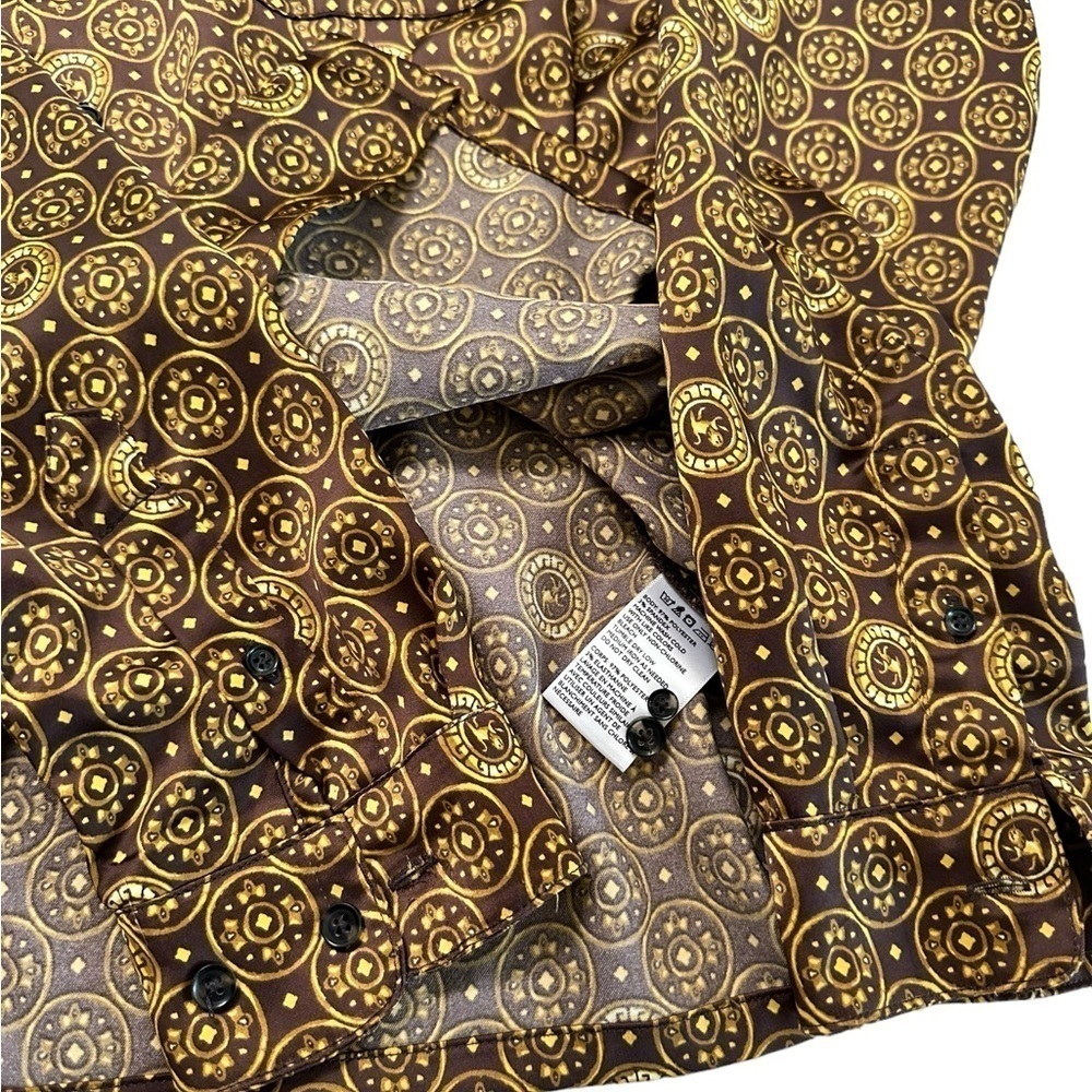 Urban Outfitters Brown & Gold Printed Button-Down Shirt - Picture 14 of 16